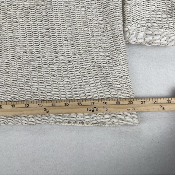 Eileen Fisher Open Knit Sweater Boxy Top Bone Organic Cotton/Linen Small - Picture 8 of 10